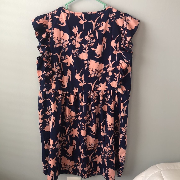 Floral Print Ruffle Trim Smock Dress XL - Picture 5 of 7